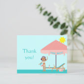 Schattige zwembad feest meisje's dank je briefkaar briefkaart (Staand voorkant)