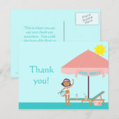 Schattige zwembad feest meisje's dank je briefkaar briefkaart (Voorkant / Achterkant)