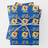 Schattige Zwembad Meisje Aangepaste Zwemmer Verjaa Inpakpapier Vel (In situ)