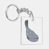 Schattige Zwemmen Cartoon Harbour Seal Acryl Sleut Sleutelhanger (Voorkant Links)