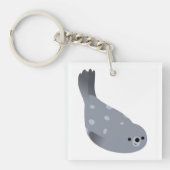 Schattige Zwemmen Cartoon Harbour Seal Acryl Sleut Sleutelhanger (Voorkant)