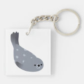 Schattige Zwemmen Cartoon Harbour Seal Acryl Sleut Sleutelhanger (Achterkant)