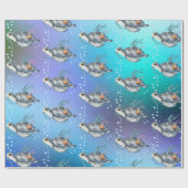 Schattige zwemmen Zee schildpadpatroon Cadeaupapier (Vlak)