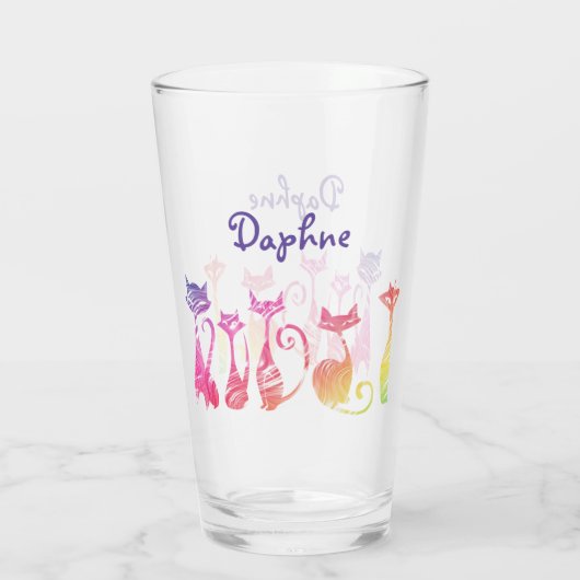 Schattige Zwirly Silhouette Katten Glas (Achterkant)