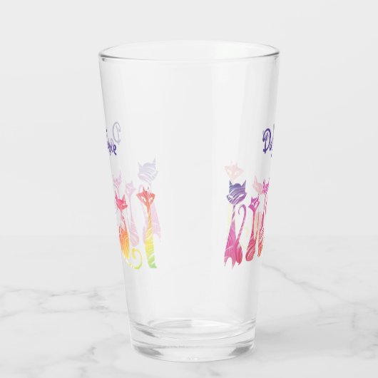 Schattige Zwirly Silhouette Katten Glas (Rechts)