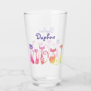 Schattige Zwirly Silhouette Katten Glas