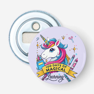 Schattigee 100 dagen van de School Magische Leren  Button Flesopener