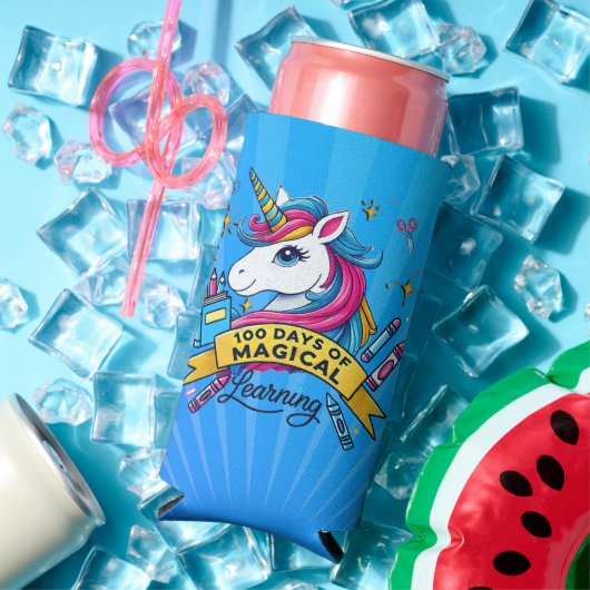 Schattigee 100 dagen van de School Magische Leren  Seltzer Blikjeskoeler (Insitu Zomer)