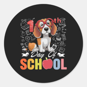 Schattigee 100ste dag van de school Beagle Dog Gle Ronde Sticker