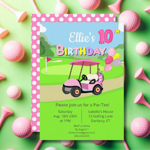 Schattigee 10e verjaardag Polka Dot Pink Girly Gol Kaart