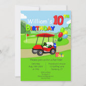 Schattigee 10e Verjaardag Rode Golf Cart Boy's Kaart (Voorkant)
