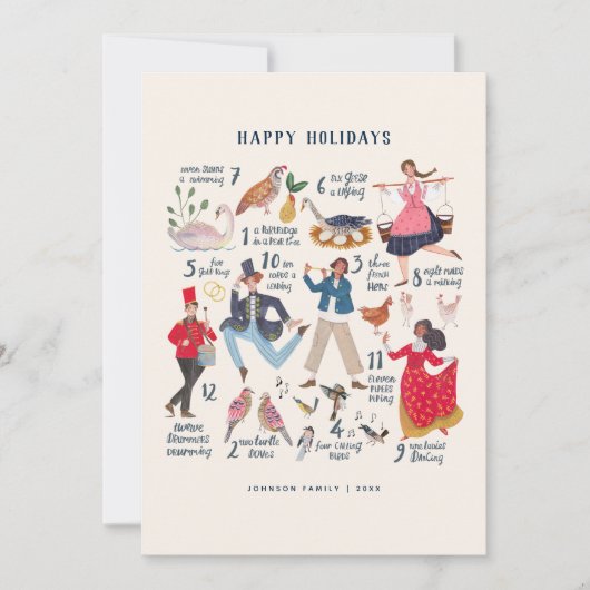 Schattigee 12 dagen van Christmas Classic Illustra Feestdagenkaart (Voorkant)