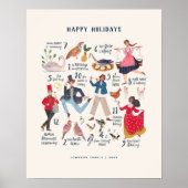 Schattigee 12 dagen van Christmas Classic Illustra Poster (Voorkant)