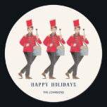 Schattigee 12 dagen van Christmas Classic Illustra Ronde Sticker<br><div class="desc">Schattige klassieker Kinderen kinder 12 dagen kerstillustratie hand geschilderd door Caroline Bonne Müller met 12 drummers drummen.</div>