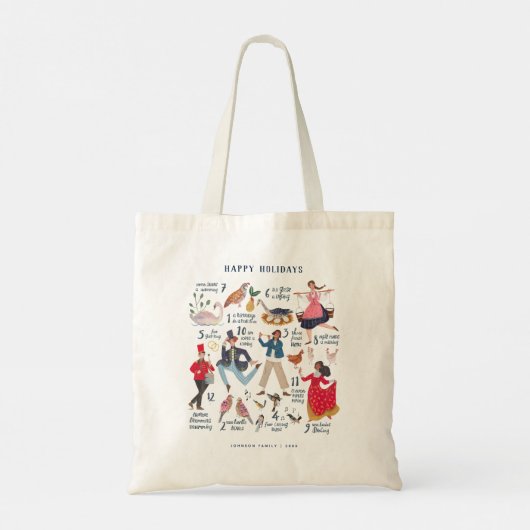 Schattigee 12 dagen van Christmas Classic Illustra Tote Bag (Achterkant)