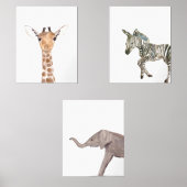 Schattigee 16x20 Safari Oerwoud Animal Waterverf N Muurkunst Sets (Voorkant)