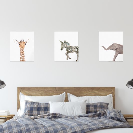 Schattigee 16x20 Safari Oerwoud Animal Waterverf N Muurkunst Sets (Slaapkamer)