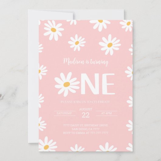 Schattigee 1e Daisy Verjaardag Kaart (Voorkant)