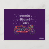 Schattigee 1e kerst Getrouwd 2025 Tandem Fiets Briefkaart (Achterkant)