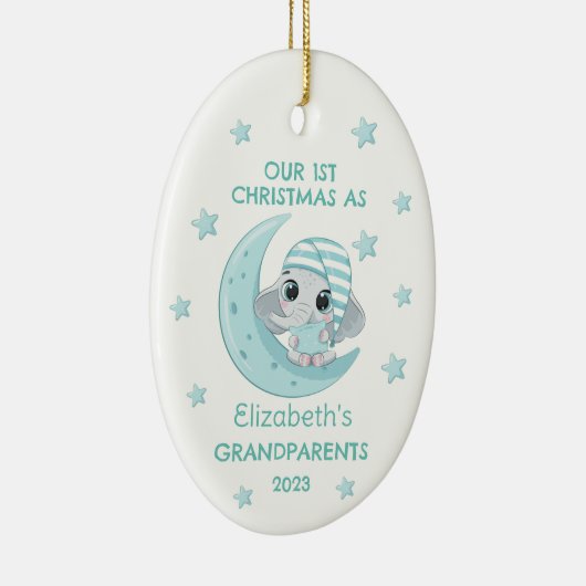 Schattigee 1e Kerstmis Grootouders Baby Olifant Mo Keramisch Ornament (Rechts)