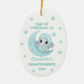 Schattigee 1e Kerstmis Grootouders Baby Olifant Mo Keramisch Ornament (Voorkant)