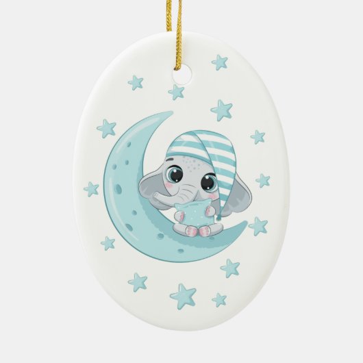 Schattigee 1e Kerstmis Grootouders Baby Olifant Mo Keramisch Ornament (Achterkant)