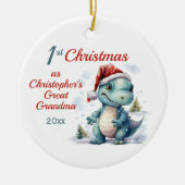 Schattigee 1e Kerstmis Grote Kleinzoon Dinosaur Keramisch Ornament (Voorkant)