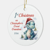 Schattigee 1e Kerstmis Grote Kleinzoon Dinosaur Keramisch Ornament (Links)