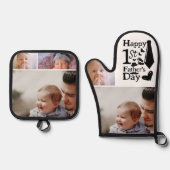 Schattigee 1e Vaderdag Script 3 Fotocollage Ovenwant & Pannenlap Set (Voorkant)