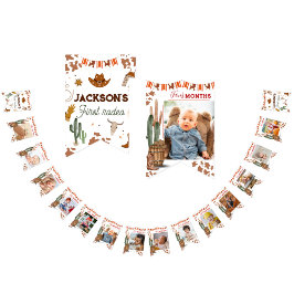 Schattigee 1e Verjaardag 12 Maanden Foto Mijlpaal Vlaggetjes