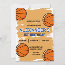 Schattigee 1e verjaardag Basketbal Uitnodiging