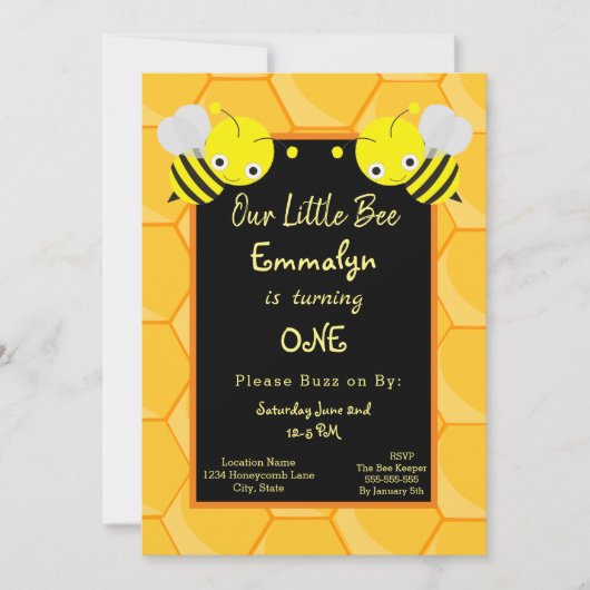 Schattigee 1e Verjaardag Bijendag Honing Kaart (Voorkant)