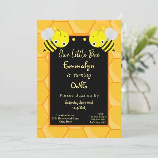 Schattigee 1e Verjaardag Bijendag Honing Kaart (Staand voorkant)
