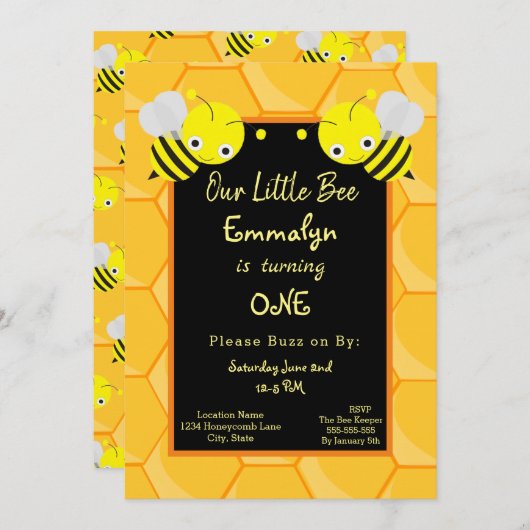 Schattigee 1e Verjaardag Bijendag Honing Kaart (Voorkant / Achterkant)