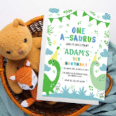 Schattigee 1e Verjaardag Groene Dinosaurus Kaart
