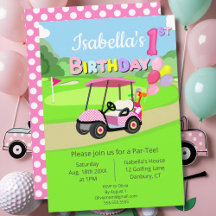 Schattigee 1e Verjaardag Polka Dot Pink Girly Golf
