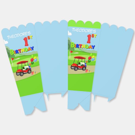 Schattigee 1e Verjaardag Rode Golfkar Jongen's Bedankdoosjes (Ongevouwen)