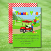 Schattigee 1e Verjaardag Rode Golfkar Jongen's Bedankkaart