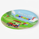 Schattigee 1e Verjaardag Rode Golfkar Jongen's Papieren Bordje (Gekanteld)