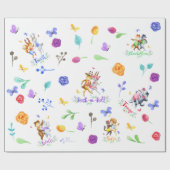 Schattigee 1e verjaardagsfeest bosdieren dansen cadeaupapier (Vlak)