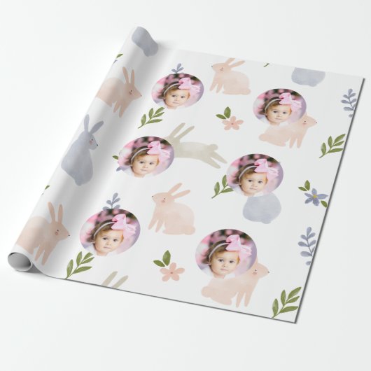 Schattigee 1e Verjaardagsfoto Cadeaupapier (Uitgerold)