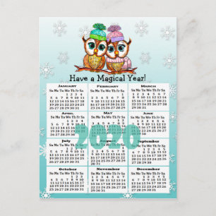 Schattigee 2020 grillige uilen minikalender briefkaart