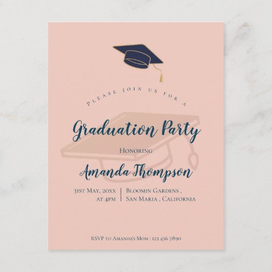 Schattigee 2025 Afstuderen Pastel Foto Mini Uitnod Informatiekaartje