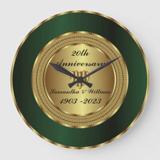 Schattigee 20e smaragd en gouden bruiloft Jubileum Grote Klok (Voorkant)