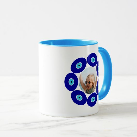 Schattigee 2-foto positieve vibes, Blue Evil Eye A Mok (Voorkant rechts)