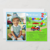 Schattigee 2e Foto Verjaardag Rode Golfkar Jongen' Kaart (Voorkant)