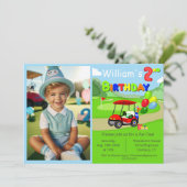 Schattigee 2e Foto Verjaardag Rode Golfkar Jongen' Kaart (Staand voorkant)