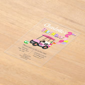 Schattigee 2e verjaardag Polka Dot Pink Girly Golf Acryl Uitnodigingen (Laagn)
