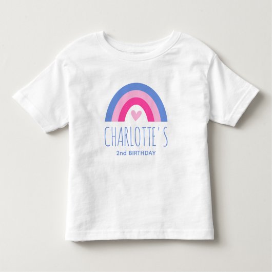 Schattigee 2e Verjaardag Regenboog Custom Naam Roz Kinder Shirts (Voorkant)