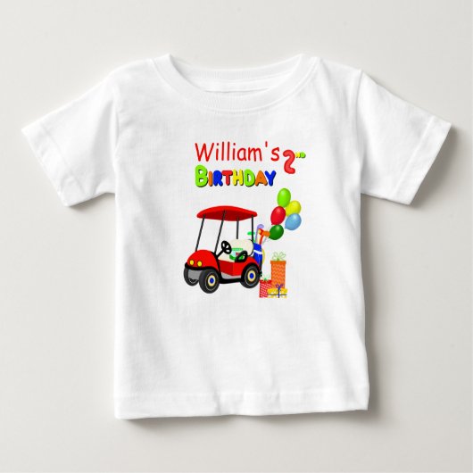 Schattigee 2e Verjaardag Rode Golfkar Jongen's (Voorkant)